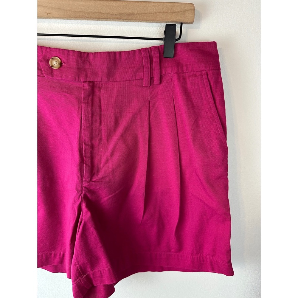 LOFT Outlet Magenta Pink High-Waist Pleated Shorts Cotton Blend NWT 12 - Picture 3 of 7